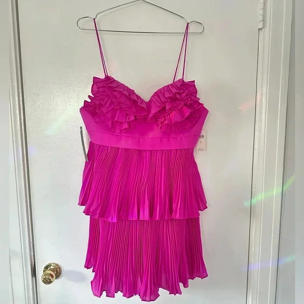 Acler Griffith Ruffled Mini Dress with Spaghetti Straps Size 10 - Picture 5 of 10
